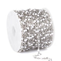 33 Feet Stainless Steel Enamel Chains Bulk, 2mm 304 Stainless Steel White Enamel Beaded Cable Link Chain Roll Spool for Jewelry Making - color: Stainless Steel White Beads