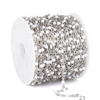 33 Feet Stainless Steel Enamel Chains Bulk, 2mm 304 Stainless Steel White Enamel Beaded Cable Link Chain Roll Spool for Jewelry Making - color: Stainless Steel White Beads