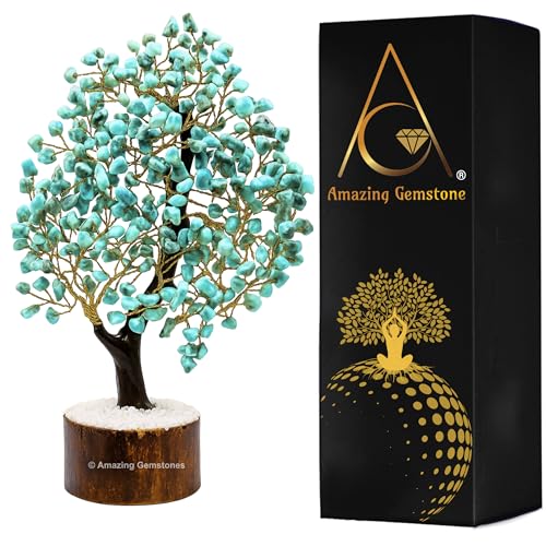 Amazing Gemstone Crystals and Healing Stones Birthday Gifts for Women - Larimar Crystal Tree of Life Home Decor Stocking Stuffers, Bookshelf, Room, Meditation Gift for Mom Dad, Unique Birthday Gifts - color: Larimar