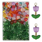 INSPIRELLE 100 Sets (200 Pieces) Flower Crystal Glass Bead Tulip Beads for Jewelry Making and DIY Craft Accessories - color: Tulips