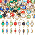 48Pcs Rhinestone Connector Charms 8 Colors Flat Round Stainless Steel Link Charms Crystal Glass Linking Pendant for Jewelry Necklace Bracelets Earrings Making DIY Crafts