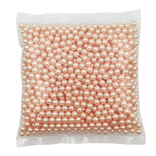INSPIRELLE 1100pcs Champagne Undrilled ABS Pearls for Vase Fillers, 8mm No Hole Makeup Beads to Hold Brush Lipstick Eyeliner, Imitation Round Pearl Beads for Table Scatter Home Wedding Decoration - color: Champagne, size: 8mm