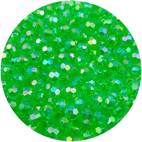 400 Pcs 8MM Round Faceted Acrylic Beads AB Color Transparent Crystal Acrylic Beads Round Bicone Beads for Jewelry Making, Bracelets Necklaces Earrings Wind (124- Green AB) - color: 124- green AB, size: 8MM