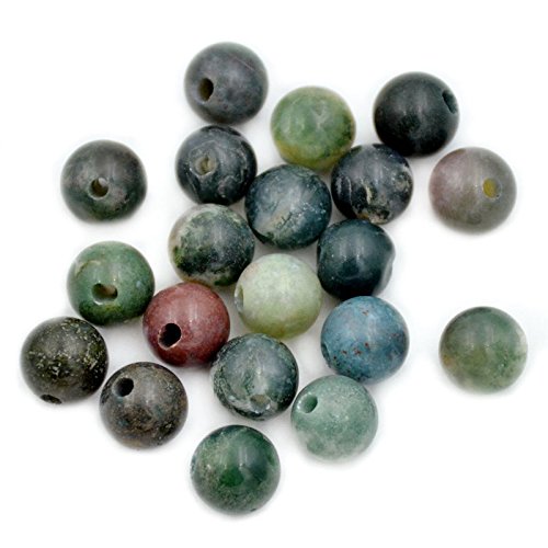 AD Beads Natural Gemstone 10mm Round Loose Beads Big Hole 2mm Sized 30pcs (Indian Agate) - color: Indian Agate