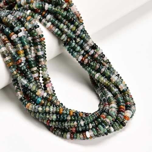 ICAI Beads Natural 2x4mm Rondelle Beads, Abacus Disk Stone Spacer Beads – Loose Natural Gemstone Beads for DIY Bracelet, Necklace, Jewelry Making (India Agate) - color: India Agate, size: 2x4