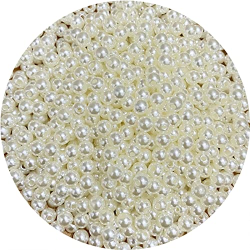 800pcs 6mm Pearl Beads Satin Luste Round Loose Plastic Pearl Craft Beads for Jewelry Making Earring Bracelet Necklace Key Chains Sewing Crafts Decoration (Beige) - color: Beige, size: 6mm