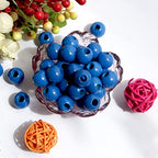 240Pcs 16mm Navy Blue Wood Beads for Craft Large Hole:6mm Round Beads for Making Art(Hole:6mm) - color: Navy Blue