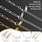 Wurosi 32 Pcs 18K Gold Plated Chain Necklace Bracelets Kit, Paperclip Chains, 18 Inch Bulk Charm Necklace Chain for Jewelry Making, Paperclip Bracelets for Women - color: 32 PCS 18K Gold+Silver