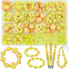 Yellow Chunky Acrylic Bead, Beads for Pens Focal Beads Bracelet Beads Loose Spacer Bead Heart Star Kandi Bead for DIY Beadable Pens Bracelets Necklaces Earings Keychains Jewelry Making (Yellow) - color: Yellow