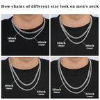 2PCS Cuban Link Chain Set for Men - Gold/Silver Plated Stainless Steel Layered Chain Necklace Non-Tarnish Jewelry Gift 16"/18", 18"/20", 20"/22", 22"/24" - color: Silver Chain, size: 20inch+22inch