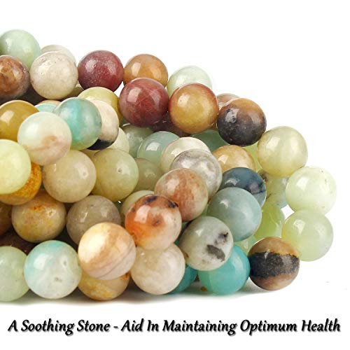 70PCS Natural 8MM Healing Gemstone, Amazonite Energy Stone Round Loose Beads, Semi-Precious Crystal Beads with Free Elastic String for Jewelry Making DIY - color: Amazonite, size: 8MM