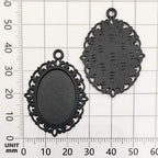 All 32pcs(16 Sets) 18x25mm Enamel Black Oval Blank Bezel Pendant Trays Base Cabochon Settings Trays Pendant Blanks for Jewelry Making DIY Findings (M181) - color: Black 18x25mm