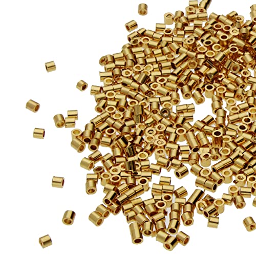 The Beadsmith Tube Crimp Beads, 1.5 x 1.5mm, 800 Pieces, Gold Color, Uniform Cylindrical Shape, No Sharp Edges, Designed to Secure The Ends of Jewelry Stringing Wires and Cables - color: Gold Plate, size: 1.5MM x 1.5MM - 800 pcs