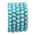 BEADIA Natural Blue Turquoise Flat Cut Round Drum Stone 8mmx7mm Loose Semi Gemstone Beads for Jewelry Making 38cm - color: Blue Turquoise