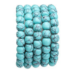 BEADIA Natural Blue Turquoise Flat Cut Round Drum Stone 8mmx7mm Loose Semi Gemstone Beads for Jewelry Making 38cm - color: Blue Turquoise