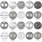Ferreve 20 Pcs Chunky Bubblegum Beads 20mm Focal Pen Large Rhinestone Pearl Beads for DIY Beadable Pen School Jewelry Making Keychain Craft Making (Silver) - color: silver