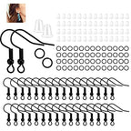 600Pcs/Pack Hypoallergenic Earring Hooks Kit Earring Hooks Open Jump Rings Earring Back Connects for DIY Jewelry Making Supplies Accessories (Black) - color: Black
