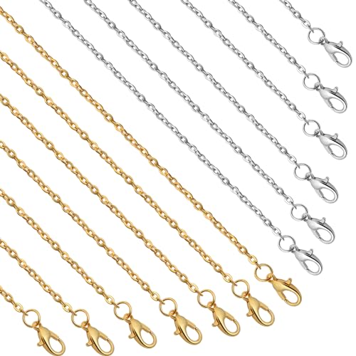Lemonkey 24 Pack Necklace Chains Bulk,Gold and Silver Plated DIY Cable Link Chains for Jewelry Making 24 Inches - color: Gold and Silver, size: 24inch