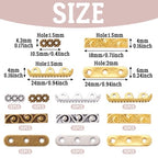 Pandahall 150Pcs 3-Holes Rectangle Spacer Bar Metal Beads 4 Styles Tibetan Multi Strand Separator Link End Bar Mixed Colors for Jewelry Making