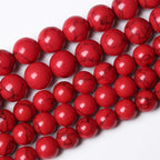 180PCS 4mm Natural Stone Beads Red Turquoise Gemstone Round Loose Beads for Jewelry Making 32" 2 Strand Crystal Energy Stone Healing Power DIY Bracelets - color: Red Turquoise Beads, size: 4mm(2 strands)