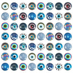 100Pcs/Set Flat Round Transparent Glass Cabochons with Pattern Eye Flatback Glass Dome Flatback Cab Beads for Photo Cameo Jewelry Making Necklace Ring DIY Crafts 12x4mm Blue Eye - color: 100Pcs-12x4mm-Blue Eye
