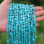 Simulated Turquoise 6-8mm Oval Irregular Freeform Tumbled Loose Gemstone Beads for Jewelry Making 15 Inch Strand 50-55 Pcs - color: Turquoise-1 strand15”-approx. 55 beads