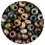 20Pcs Natural Indian Agate Large Hole Beads, 8x14mm Rondelle Gemstone Spacer Beads 6mm Big Hole for Jewelry Making, Beading Bracelets, Macrame & Hair Braiding - color: Indian Agate