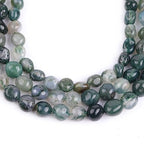 HAAMIIQII Natural Green Moss Agate Pebble Stone 5-8mm Small Irregular Freeform Tumbled Loose Gemstone Beads for Jewelry Making Strand 15 Inch (45-50pcs) - color: Moss Agate