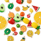 Craftdady Fruit Dangle Charms Pendants Cute Resin Food Pendants Apple Orange Pineapple Strawberry Pendants Lovely Vegetable Mushroom Charms for DIY Craft Earring Bracelet Necklace Jewelry Making - color: Mixed Color, Mixed Shape