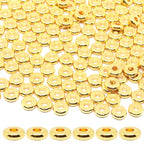 200Pcs 6mm Gold Flat Spacer Beads 18K Gold Plated Loose Beads for Jewelry Making DIY Bracelet Necklace Earring - size: 6mm