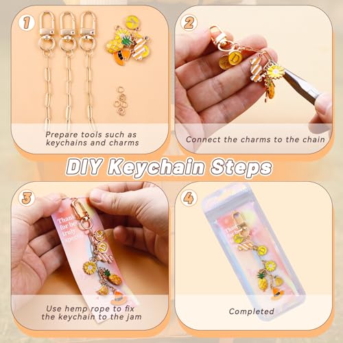 Wurosi 50 Set Paperclip Keychain Making Kit, Bag Charm Kit, 50 Keychain Clips, 50 Extender Chain, 50 Resealable Pouch Bag, 50 Thank You Cards, 5M Hemp Rope, Jewelry Making Kit for DIY Keyrings Charms - color: 50 Set Keychain Making Kit