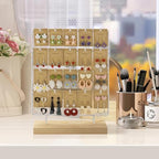 Earring Display Stand for Selling,Earring Display for Vendors, Wood Earring Rack Tower Display Holder Stand with Card (4 Tier,20 Hooks, White) - color: White