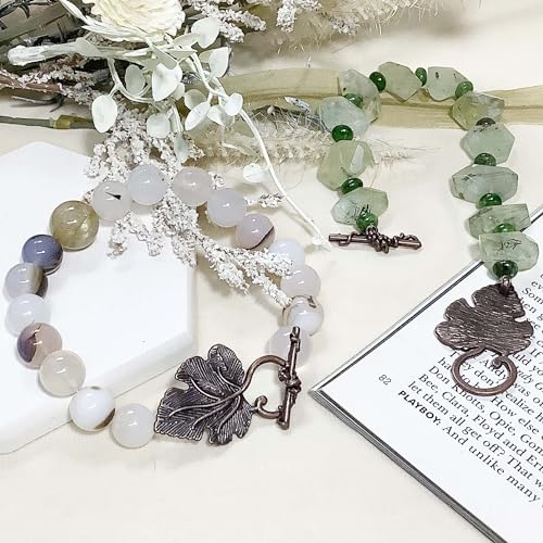 Heather's CF Toggle Jewelry Clasps – Durable Quality, Antique Grape Leaves Copper Finish Toggle Clasps & Closures for Necklace, Bracelet & Charms – Ideal for DIY, & Jewelry Making – Large (Set of 16) - color: Large copper toggle clasp