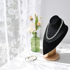 MOOCA Necklace Chain Jewelry Display Holder, Jewelry Stand, Necklaces Display Mannequin Bust Stand, Wood Sturdy Base, Black Velvet - color: Black Velvet