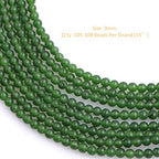 GEM-Inside Natural 3mm Green Taiwan Jade Gemstone Loose Beads Spacer Tiny Beads for DIY Jewelry Making 15" - color: Green Taiwan Jade, size: 3mm