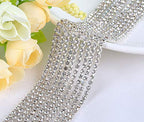 11 Yards 2mm Silver Crystal Rhinestone Close Chain Single Row Trimming Claw Chain Jewelry Crafts DIY (Silver) - color: silver