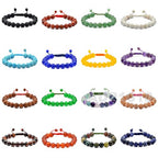 AD Beads Natural 10mm Gemstone Bracelets Healing Power Crystal Macrame Adjustable 7-9 Inch - color: Matte Amazonite