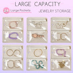 Travel Jewelry Organizer Case,Small Jewelry Bags for Traveling, Jewelry Binder with 24 Pcs Clear Zipper Velvet Pouches (Pink) - color: Pink