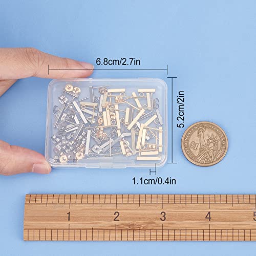 SUNNYCLUE 1 Box 40Pcs 4 Style 304 Stainless Steel Stud Earring Findings with 40 Pcs Stainless Steel Ear Nuts Earring Posts with Loop for Jewelry Making Earrings Supplies DIY Craft Adult Women - color: 20 Pairs Bar Shape Stud Earring Findings