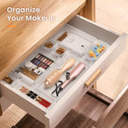 【Military Grade】A-LuGei Drawer Organizer,【𝟱𝗦𝗶𝘇𝗲】Makeup organizer,【Holds 177 Items】Bathroom Organizers and Storage,Organization and Storage,Desk Drawer Organizer for Vanity【Clear】