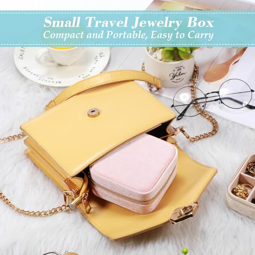 Kenning 12 Pcs Small Velvet Travel Jewelry Box Mini Jewelry Case Portable Organizer Pouch Bridesmaid Proposal Gift for Women(Square) - style: Square