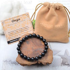 MASSIVE BEADS Handmade Yoga Stretch Elastic Bracelet Natural Stone Crystal Healing Power Energy Gifts for Unisex Adult 4mm 6mm 8mm 10mm - color: Black Onyx(Positive Energy), size: 10mm