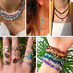 QUEFE 1800pcs 56 Colors Crystal Beads, Ring Making Kit, Gemstone Chip Beads Irregular Natural Stone with Jewelry Making Supplies for DIY Craft Bracelet Necklace Earrings, Craft Gifts - color: 56 Colors