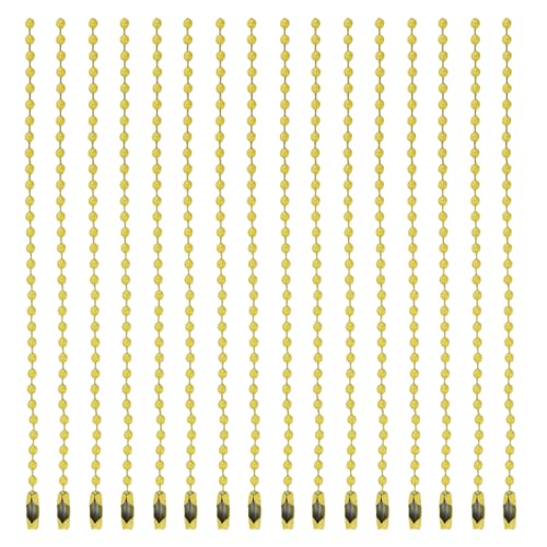 MECCANIXITY Ball Bead Chain Beaded Necklace Chains 5 Inch Adjustable Metal Ball Chains 2.4mm/0.1inch Keychain for Jewelry Making,DIY Craft Projects,Pack of 36(Yellow) - color: Yellow