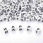 Augshy Alphabet Beads, 1000PCS White Letter & Number Cube Beads for Jewelry Making DIY Necklace & Bracelet (6mm)