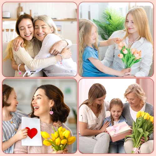 Augshy 64 Pcs Mother's Day Charms Resin Heart Charm Beads Love Mama Ornament Blessed Mom Pendant for DIY Bracelet Necklace Jewelry Making - style: Mother's Day Style