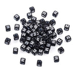 FASHEWELRY 400Pcs Acrylic Cube Letter Beads 5x5x5mm Black Square Letter M Alphabet Beads for DIY Bracelet Necklace Jewelry Making - color: Letter M