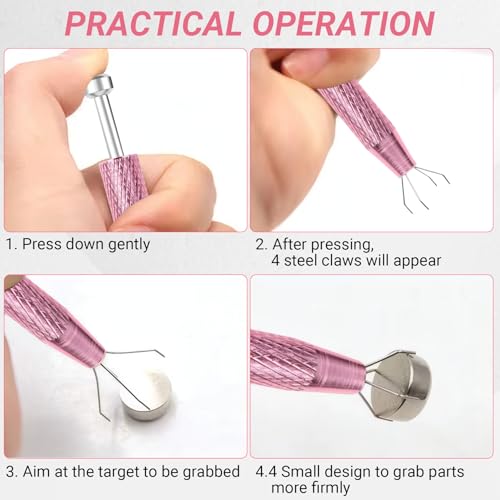 2PCS Piercing Ball Grabber Tool, 4 - Claw Stainless Steel Jeweler Pick Up Tools,Septum Ball Screw Tool for Piercing Changing/Removal,Earring Pearl Grabber for Jewelry/Electronic Components - color: 2pcs Silver