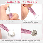 2 PCS Piercing Ball Grabber Tool, 4 - Claw Stainless Steel Jeweler Pick Up Tools,Septum Ball Screw Tool for Piercing Changing/Removal/Holder,Earring Pearl Grabber for Jewelry/Electronic Components - color: 2pcs Pink