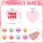 Augshy 64 Pcs Valentine Heart Charms Conversation Heart Resin Charms Conversation Heart Beads Flat Heart Pendant for Valentine's Day DIY Craft Bracelet Necklace Jewelry Making - style: Valentine Style